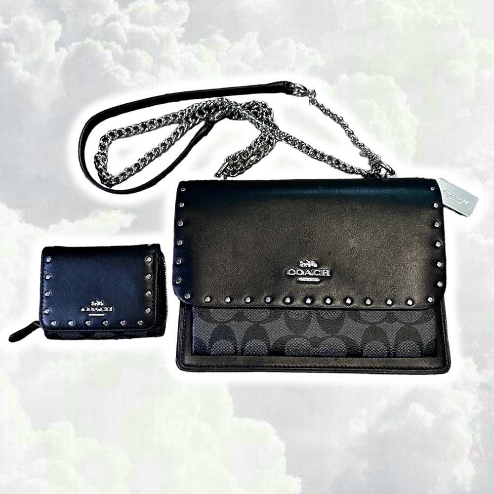 🖤Coach Klare crossbody in signatures canvas with rivets & matching wallet